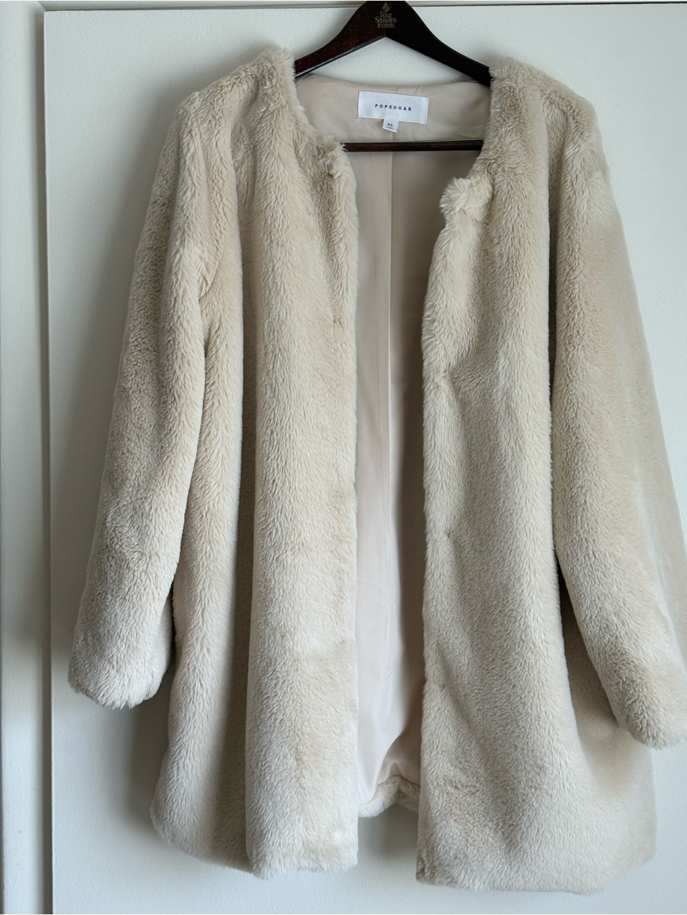 POPSUGAR Cream Faux Fur Teddy Jacket